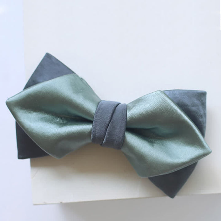 Nœud papillon double épaisseur gris-bleu vert pâle pour homme