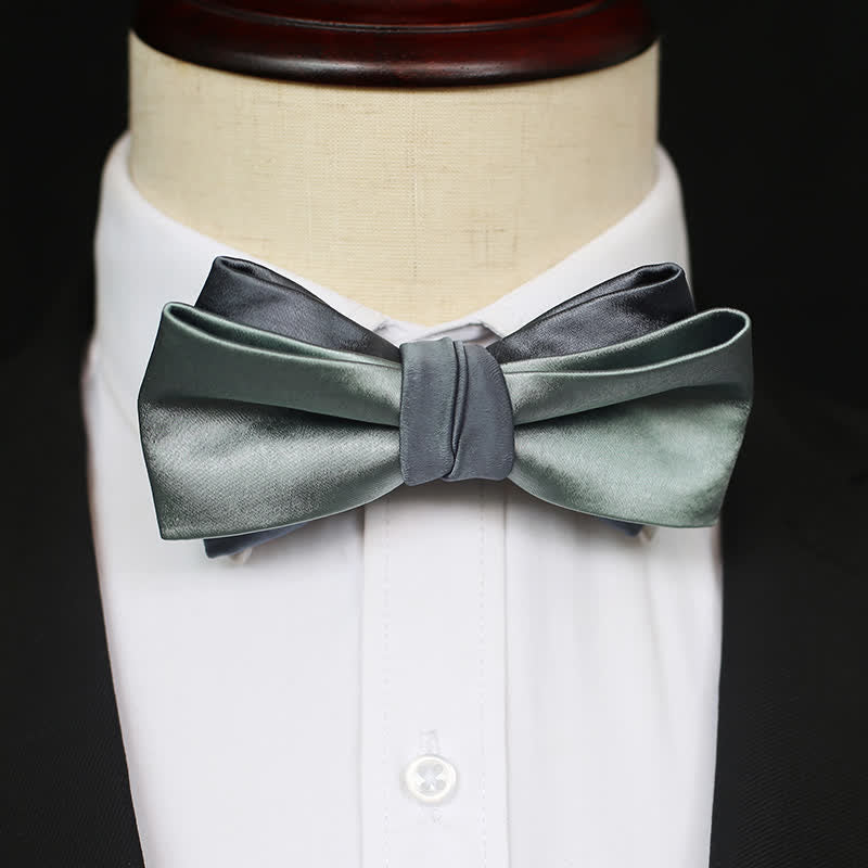 Nœud papillon double épaisseur gris-bleu vert pâle pour homme