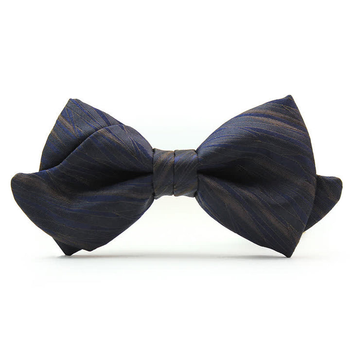 Nœud papillon bleu foncé en jacquard à rayures subtiles pour homme
