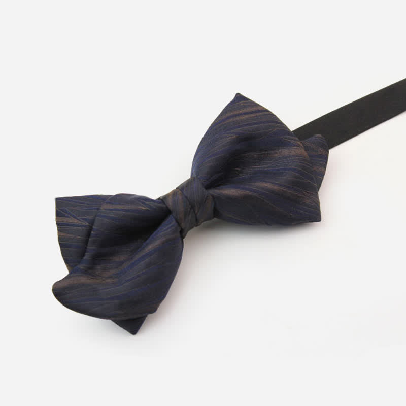 Nœud papillon bleu foncé en jacquard à rayures subtiles pour homme