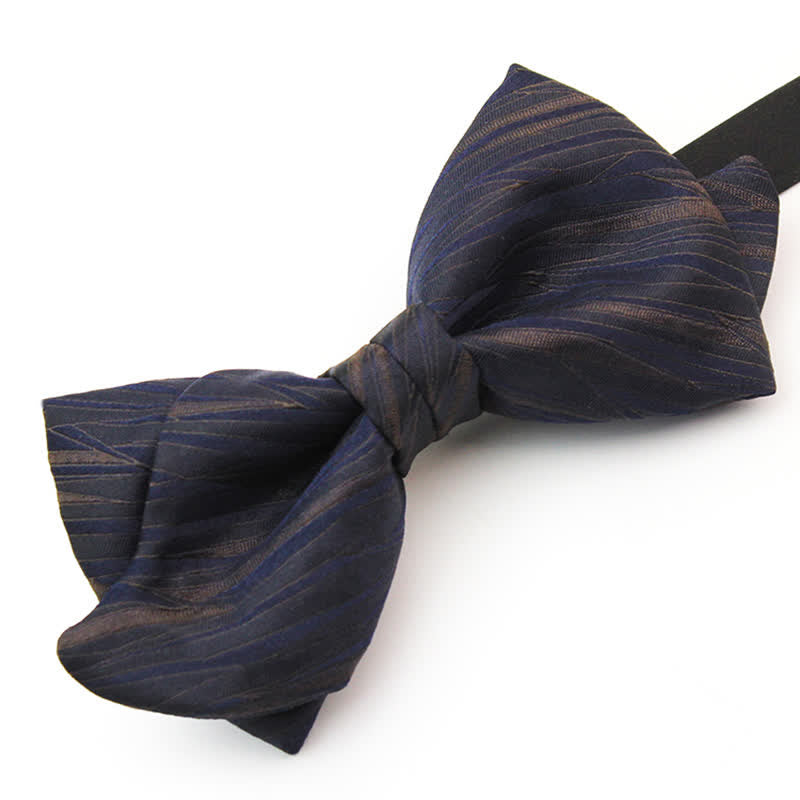 Nœud papillon bleu foncé en jacquard à rayures subtiles pour homme