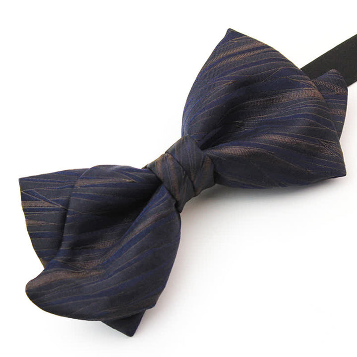Nœud papillon bleu foncé en jacquard à rayures subtiles pour homme