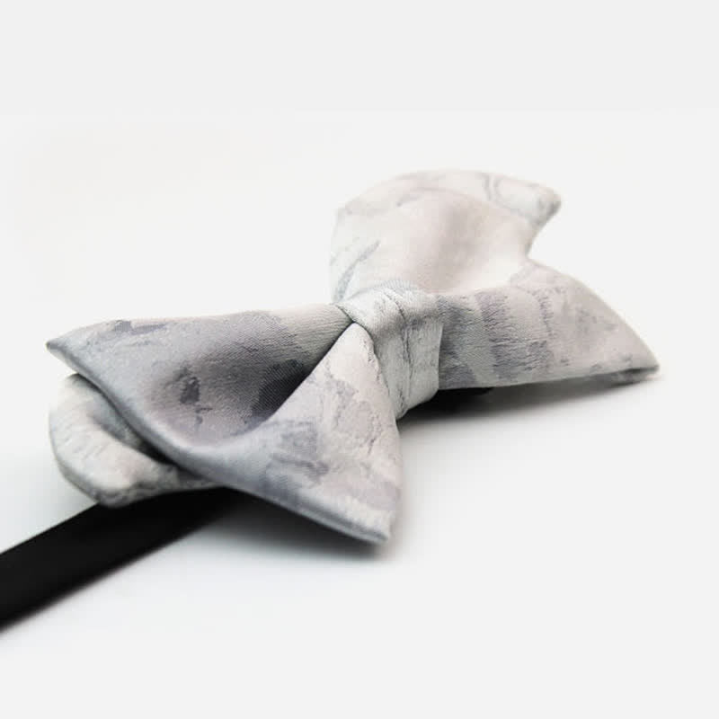 Nœud papillon élégant en pure soie grise et blanche pour homme