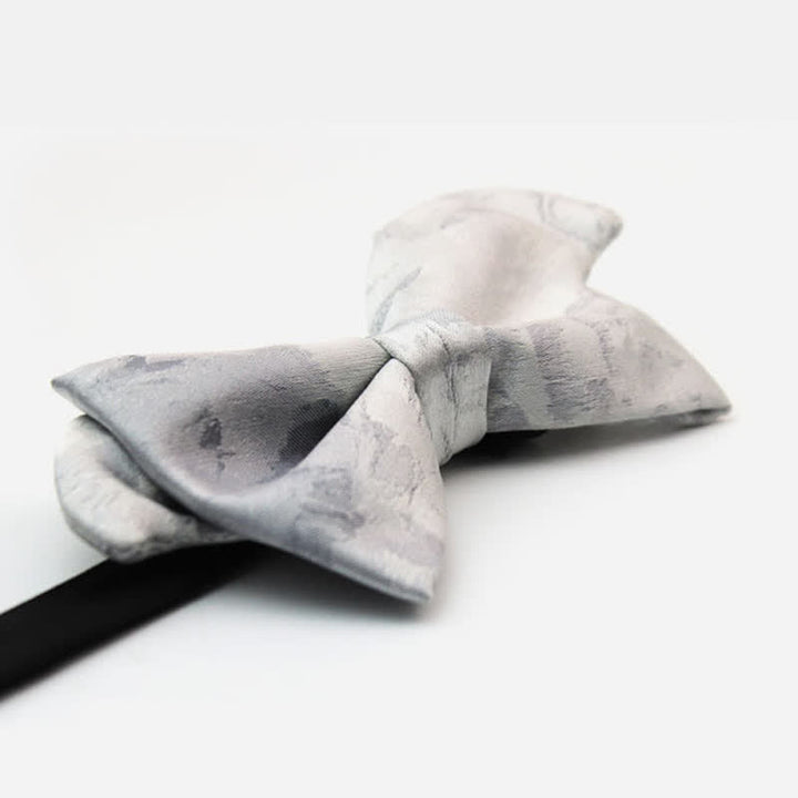 Nœud papillon élégant en pure soie grise et blanche pour homme