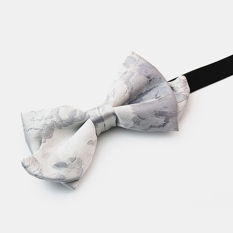 Nœud papillon élégant en pure soie grise et blanche pour homme