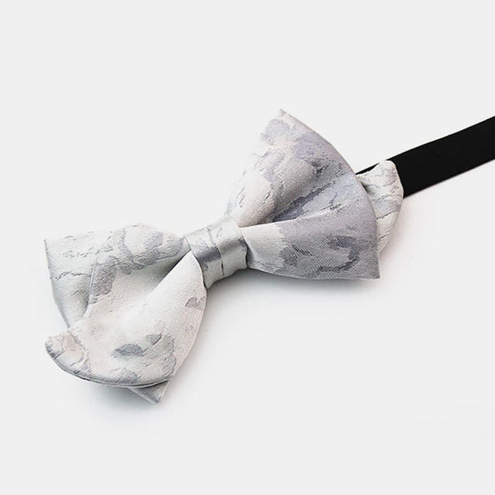 Nœud papillon élégant en pure soie grise et blanche pour homme