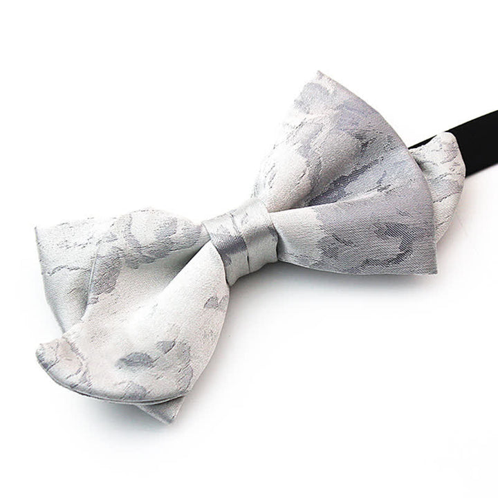 Nœud papillon élégant en pure soie grise et blanche pour homme