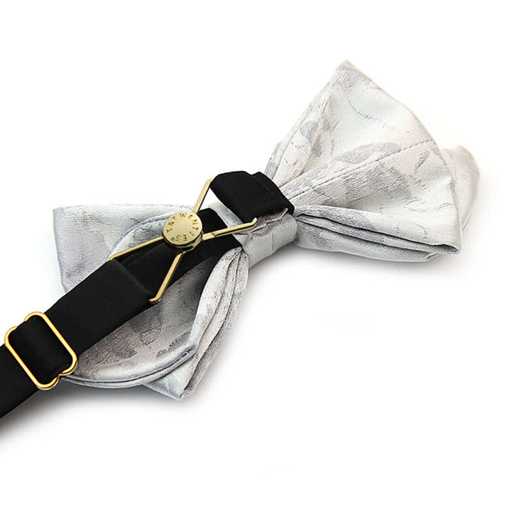 Nœud papillon élégant en pure soie grise et blanche pour homme