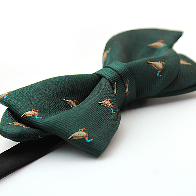 Noeud papillon vert foncé à motifs de canards pour homme