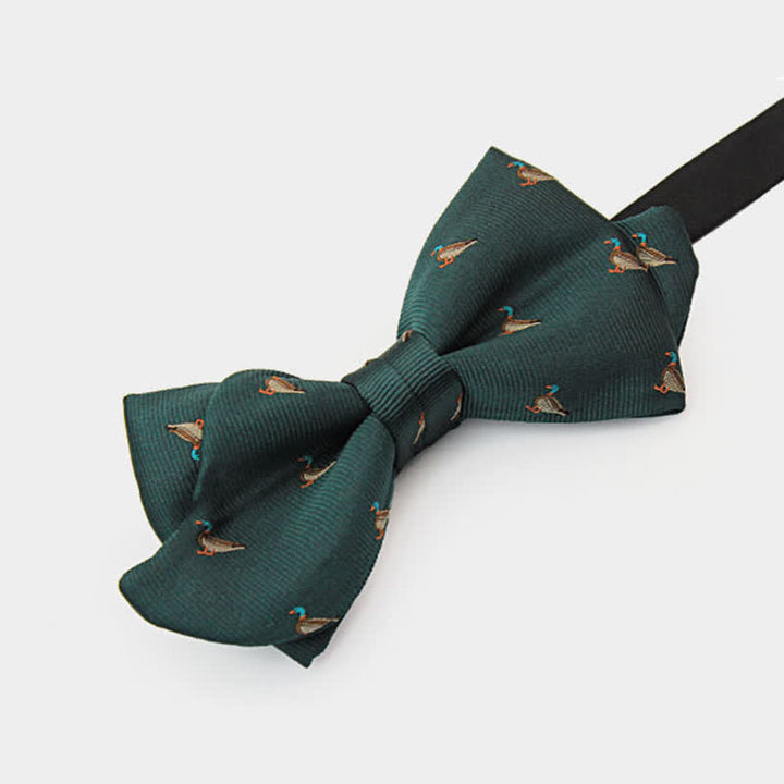 Noeud papillon vert foncé à motifs de canards pour homme
