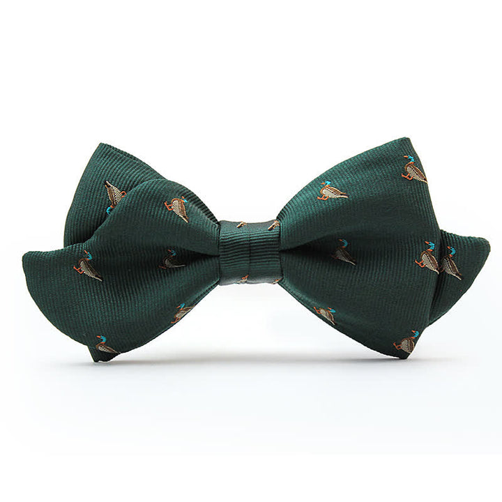 Noeud papillon vert foncé à motifs de canards pour homme