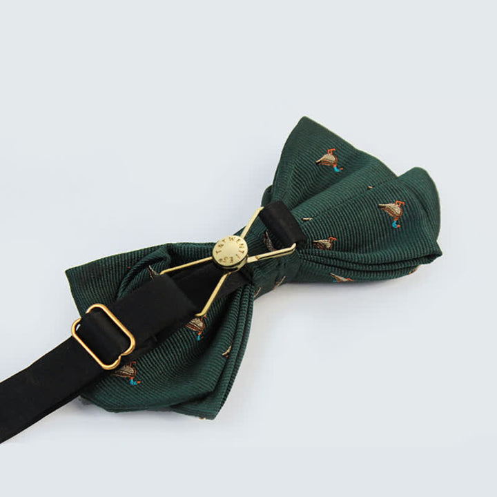 Noeud papillon vert foncé à motifs de canards pour homme