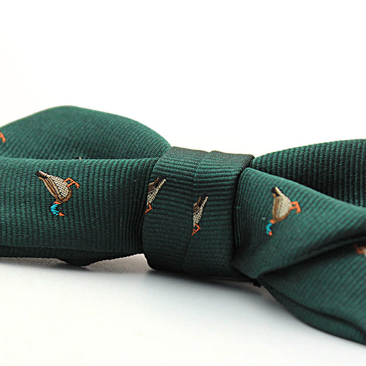 Noeud papillon vert foncé à motifs de canards pour homme
