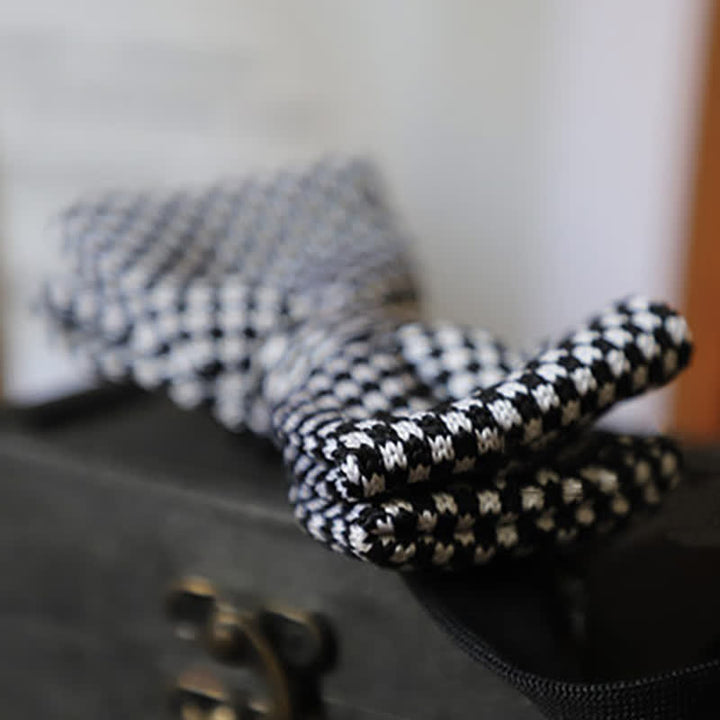Nœud papillon à rayures en damier noir et blanc pour homme