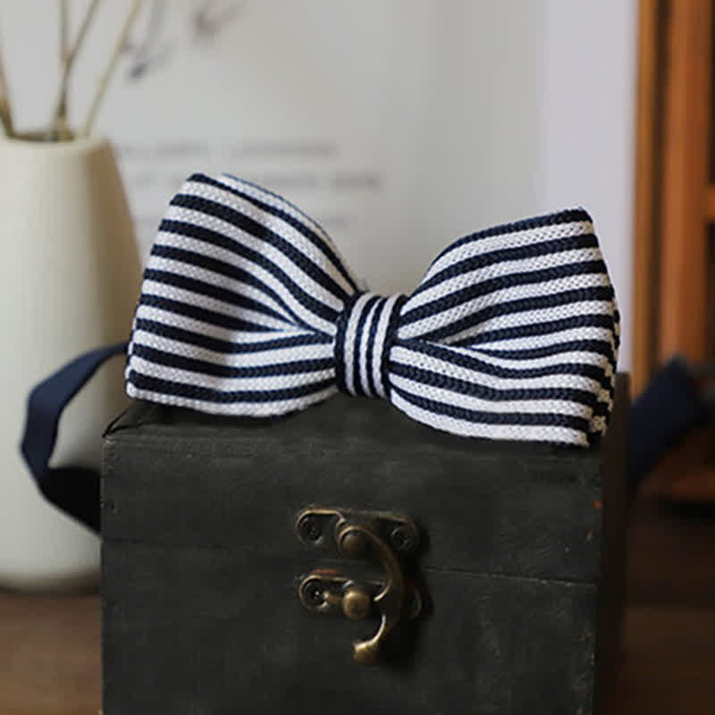 Nœud papillon à rayures en damier noir et blanc pour homme