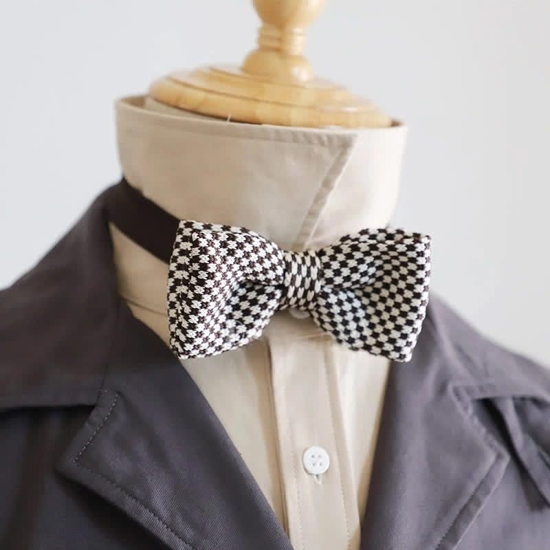 Nœud papillon à rayures en damier noir et blanc pour homme