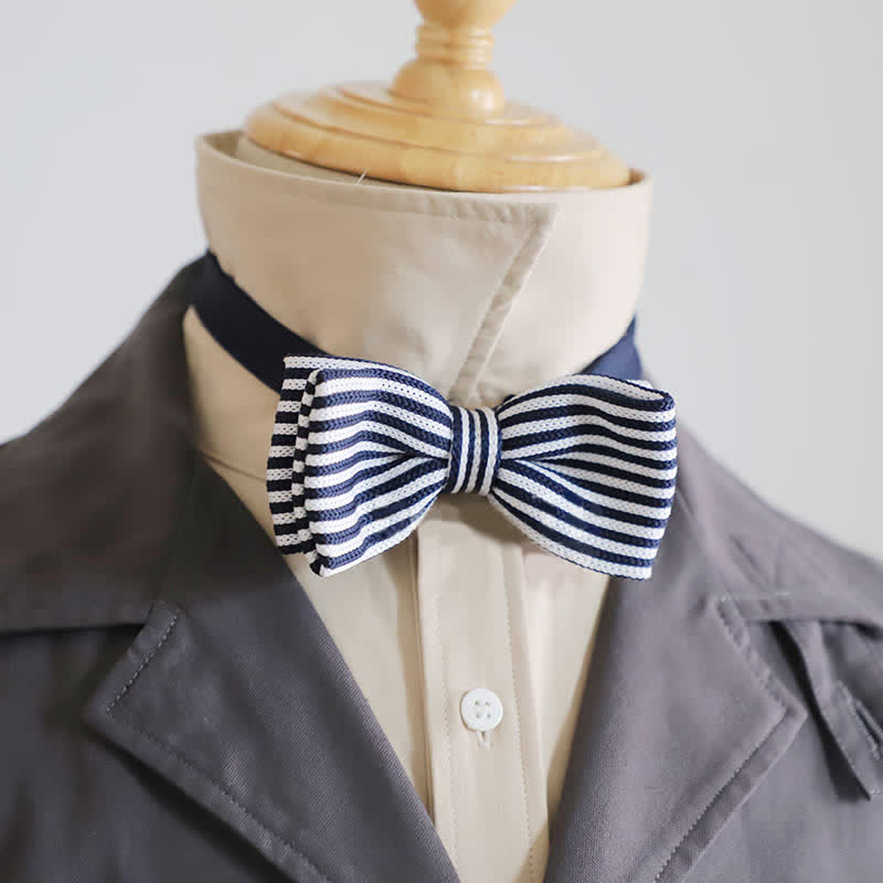 Nœud papillon à rayures en damier noir et blanc pour homme