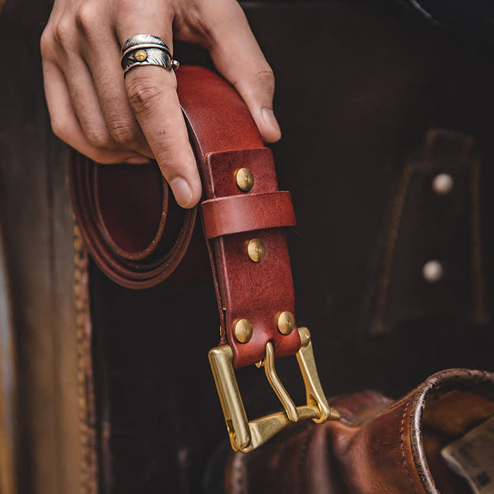 Ceinture en cuir avec boucle en laiton de style luxueux pour homme