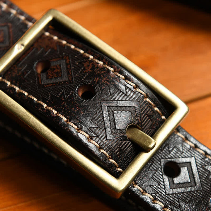 Ceinture en cuir à motif géométrique occidental pour homme
