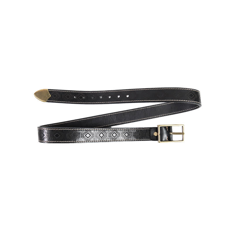 Ceinture en cuir à motif géométrique occidental pour homme