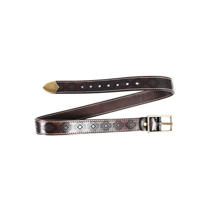Ceinture en cuir à motif géométrique occidental pour homme