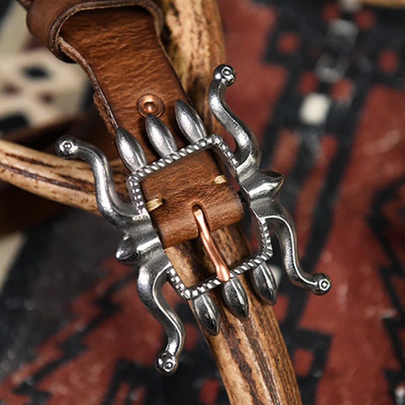 Ceinture en cuir à boucle de poule tendance punk pour homme