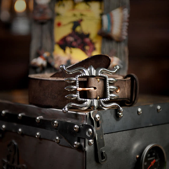 Ceinture en cuir à boucle de poule tendance punk pour homme