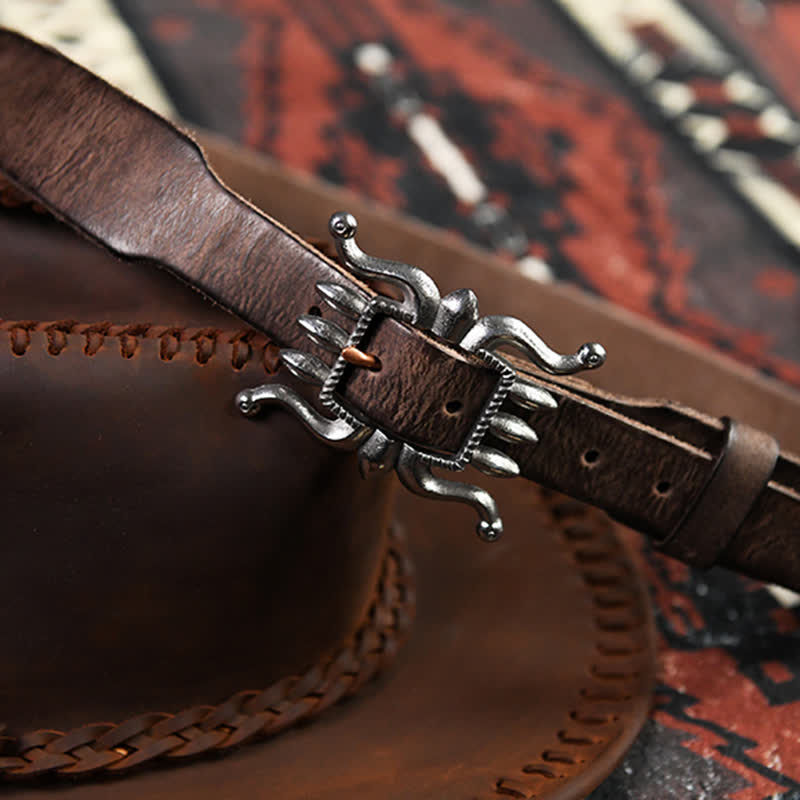 Ceinture en cuir à boucle de poule tendance punk pour homme