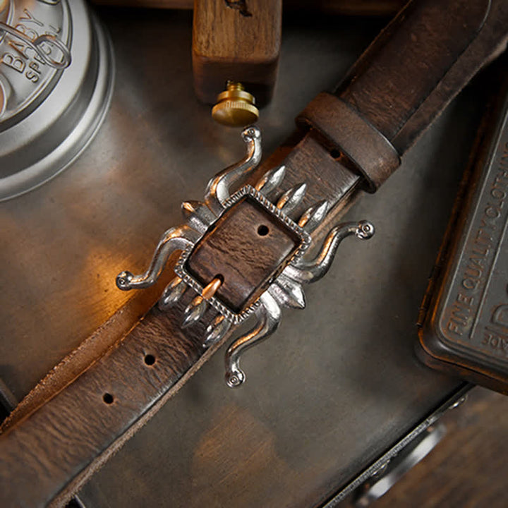 Ceinture en cuir à boucle de poule tendance punk pour homme