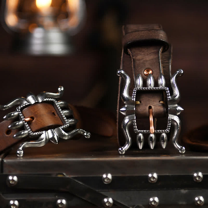 Ceinture en cuir à boucle de poule tendance punk pour homme