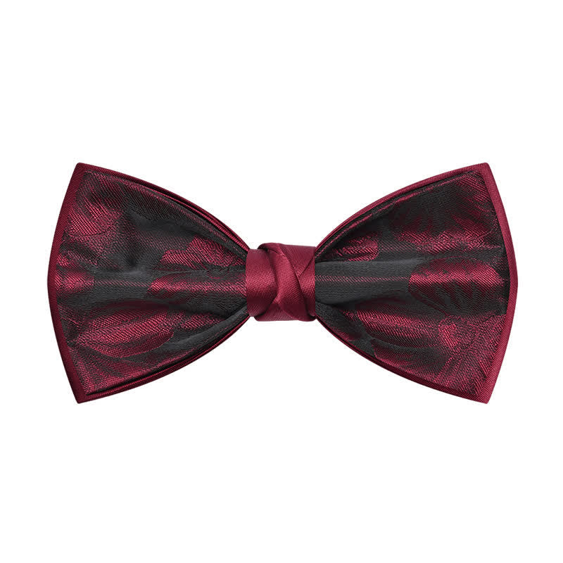 Nœud papillon de mariage à motif floral bordeaux pour homme