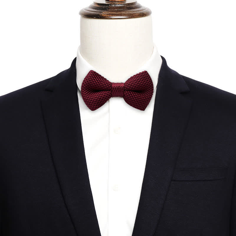 Nœud papillon tricoté simple de couleur unie pour homme
