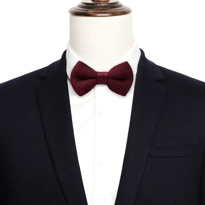 Nœud papillon tricoté simple de couleur unie pour homme