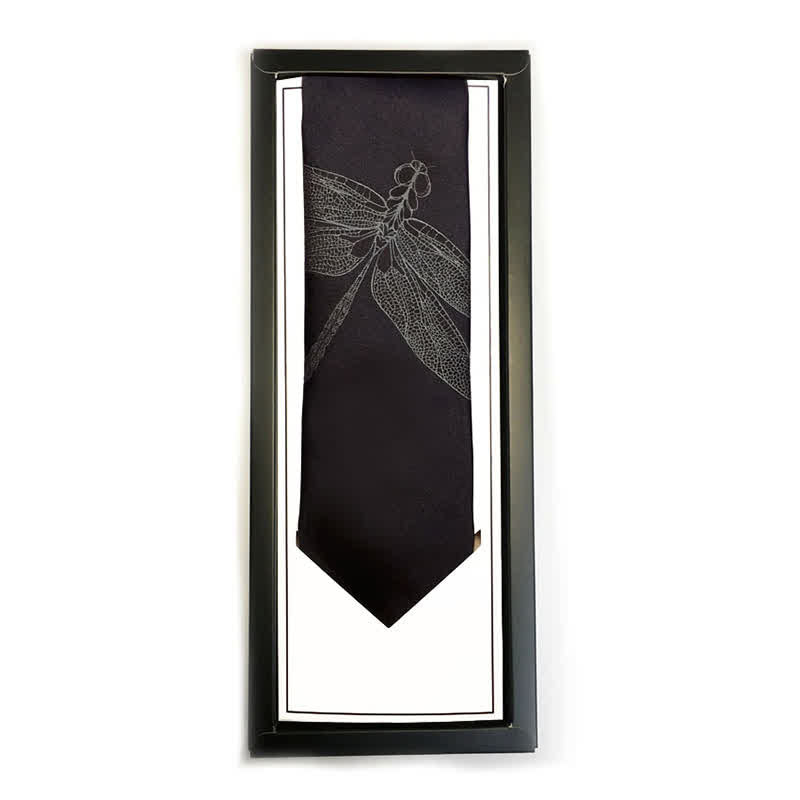 Cravate noire à motif libellule pour homme