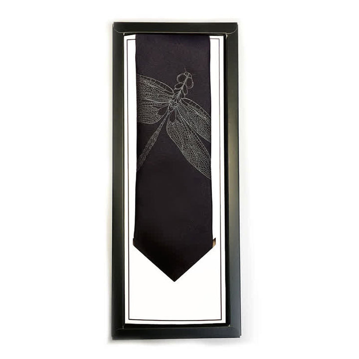 Cravate noire à motif libellule pour homme
