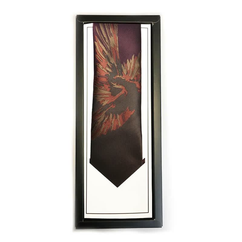 Cravate bordeaux à motif phénix volant pour homme