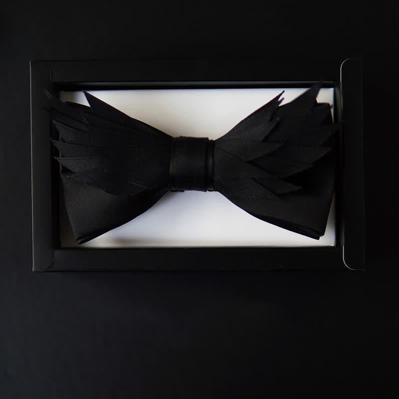 Nœud papillon noir à ailes superposées pour homme
