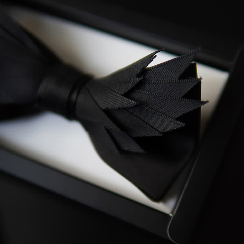 Nœud papillon noir à ailes superposées pour homme