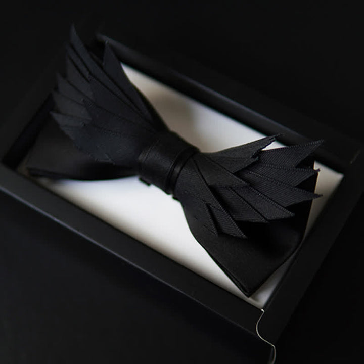 Nœud papillon noir à ailes superposées pour homme