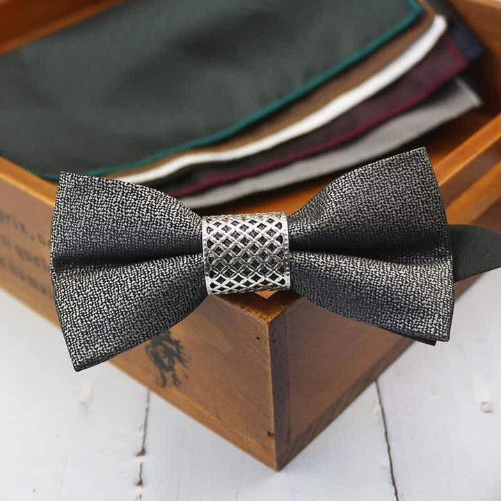 Nœud papillon de mariage classique en métal argenté pour homme