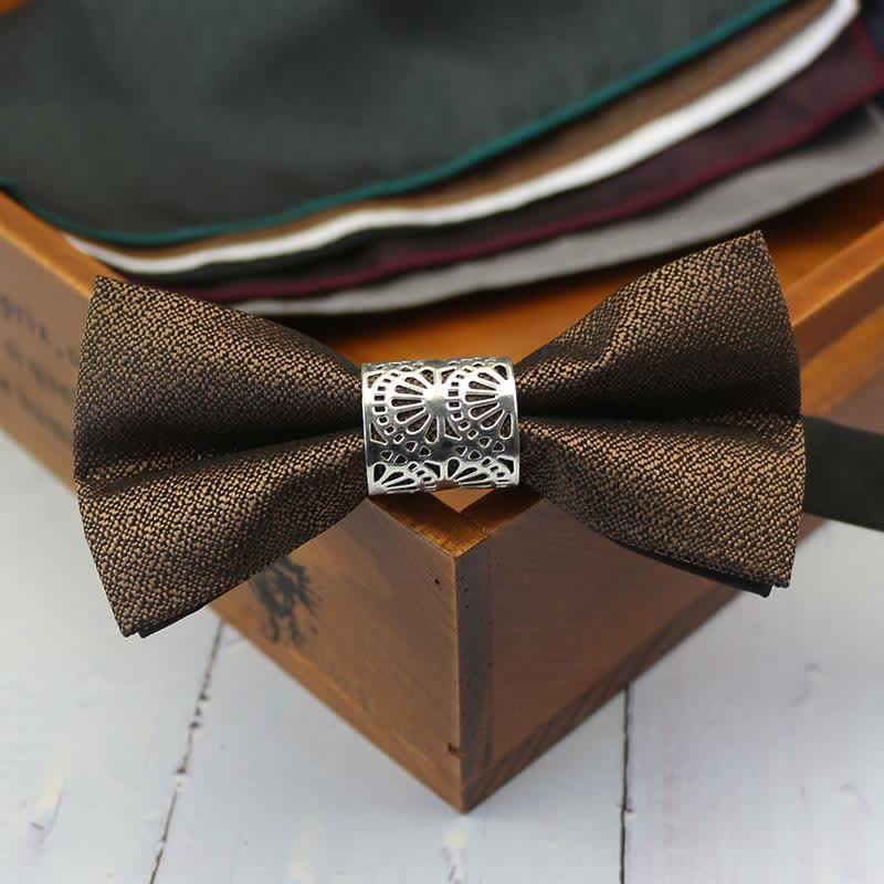 Nœud papillon de mariage classique en métal argenté pour homme
