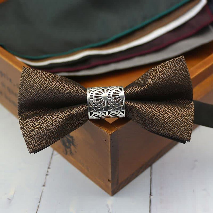 Nœud papillon de mariage classique en métal argenté pour homme