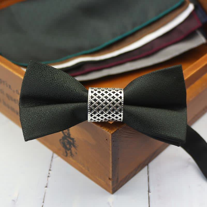 Nœud papillon de mariage classique en métal argenté pour homme