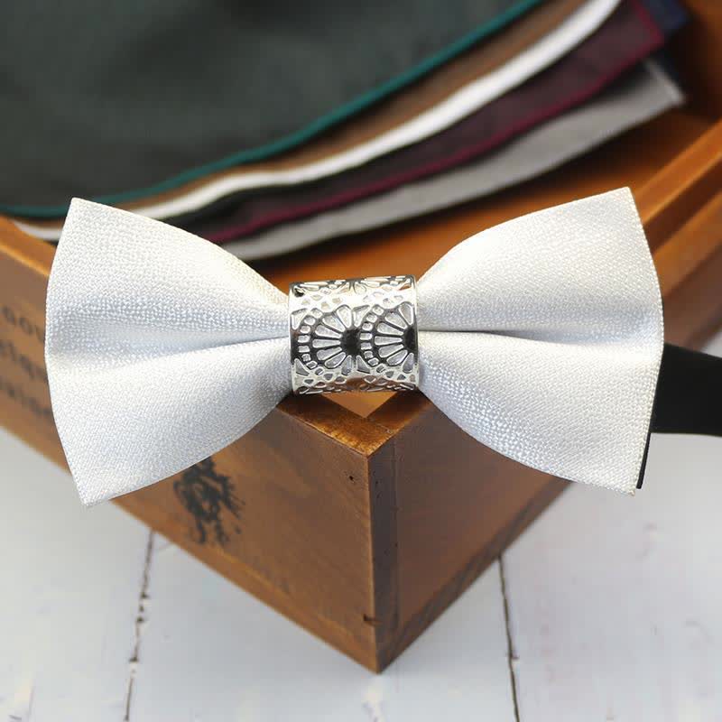 Nœud papillon de mariage classique en métal argenté pour homme