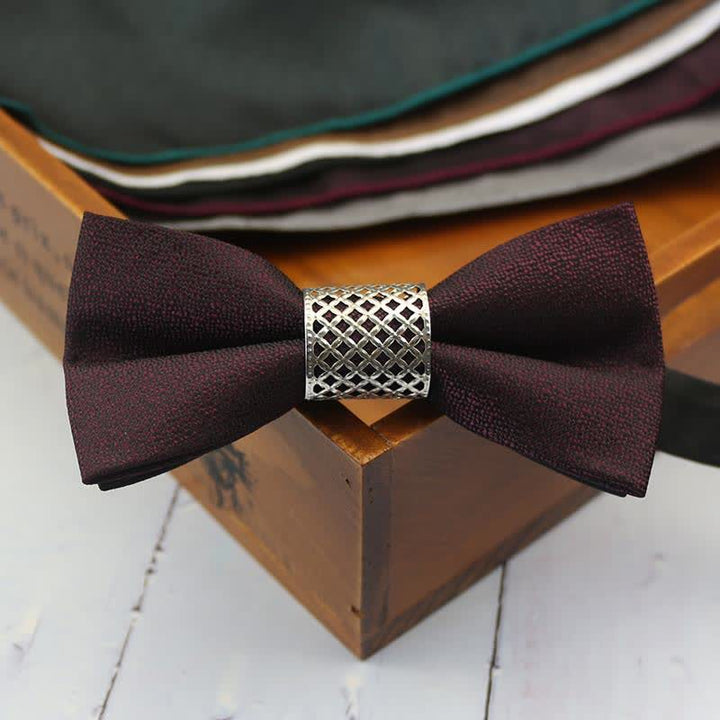 Nœud papillon de mariage classique en métal argenté pour homme
