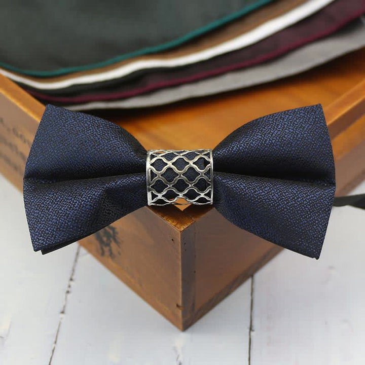 Nœud papillon de mariage classique en métal argenté pour homme