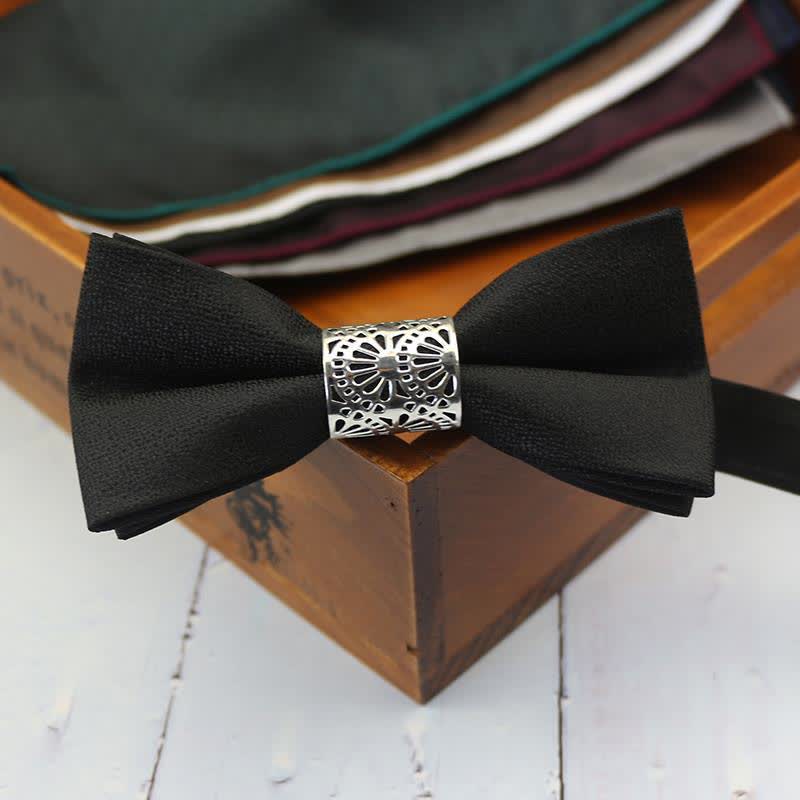 Nœud papillon de mariage classique en métal argenté pour homme