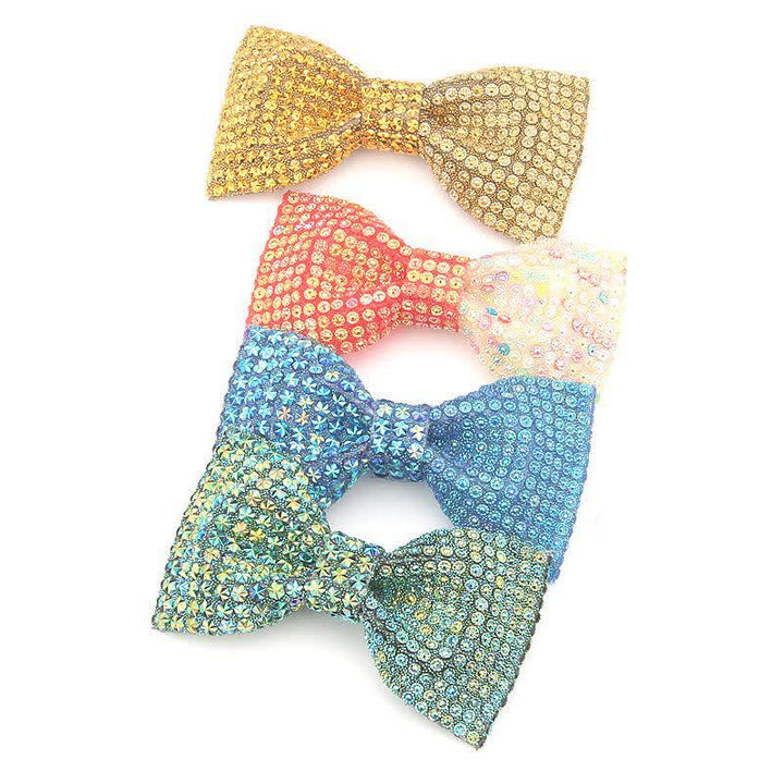 Nœud papillon pour homme avec strass en résine de couleur brillante