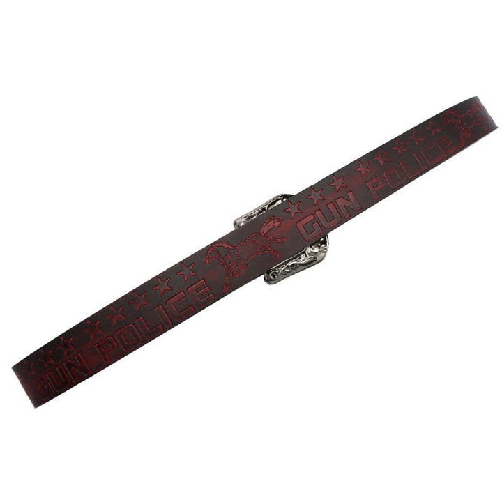Ceinture en cuir à boucle sculptée pour homme, motif cowboy