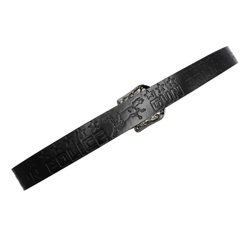 Ceinture en cuir à boucle sculptée pour homme, motif cowboy